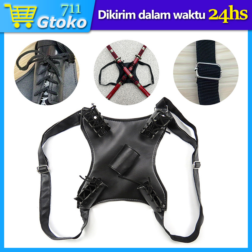Harness Dual Sword Belt Pedang Katana Samurai Aksesoris Cosplay Anime Aki Hayakawa Young Kishibe Cha