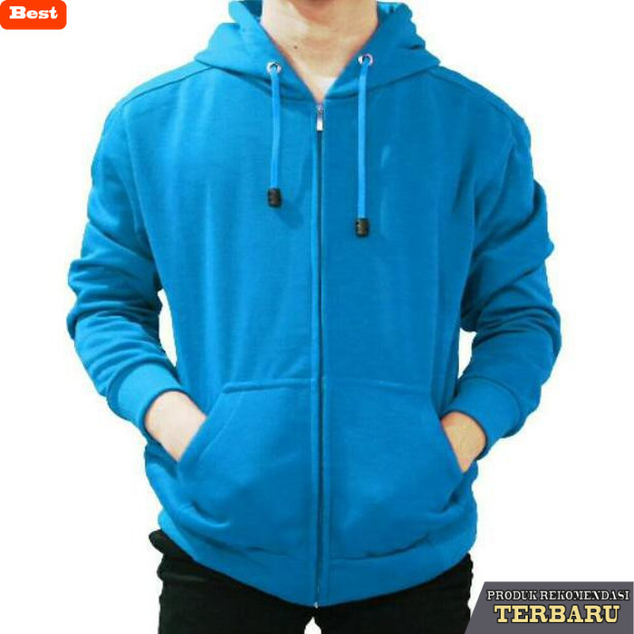 hoodie pria keren Jaket Sweater Hoodie zipper/resleting Biru Tuskish - ZIPER TURKISH, M