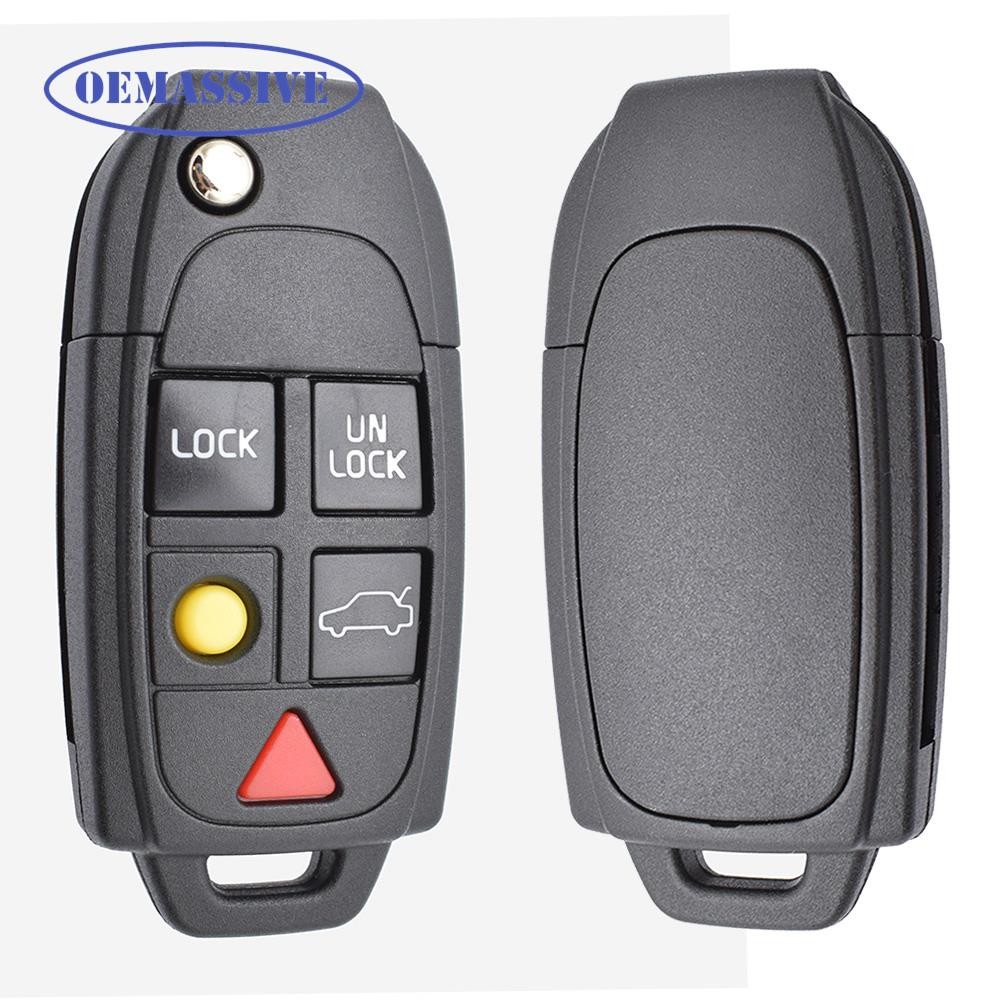 Oemastive sarung kunci mobil lipat Remote 5 tombol, penutup cangkang pengganti untuk VOLVO S60 S80 V
