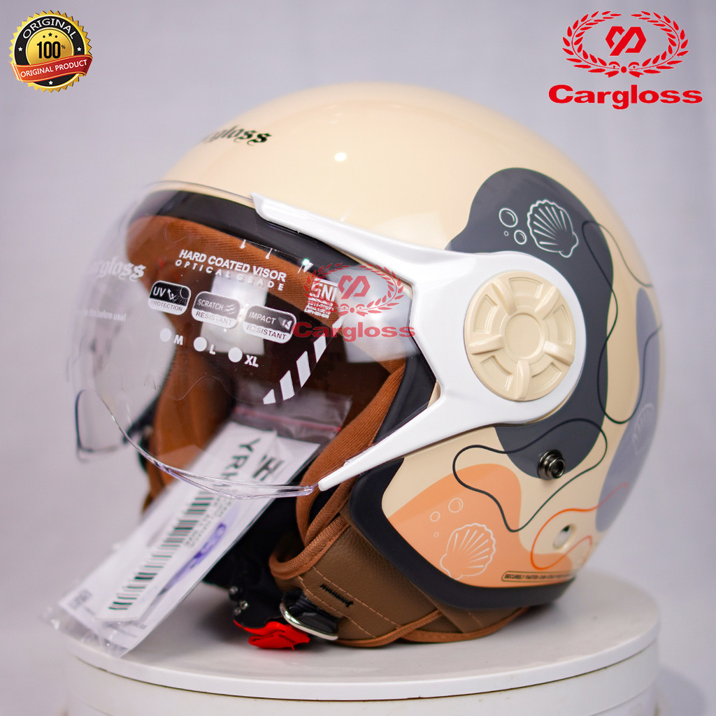 CARGLOSS HIJAB YRH MOTIF OCEAN CREAM AVORIO NAIDE HELM HIJAB CEWEK MOTIF LUCU ORIGINAL