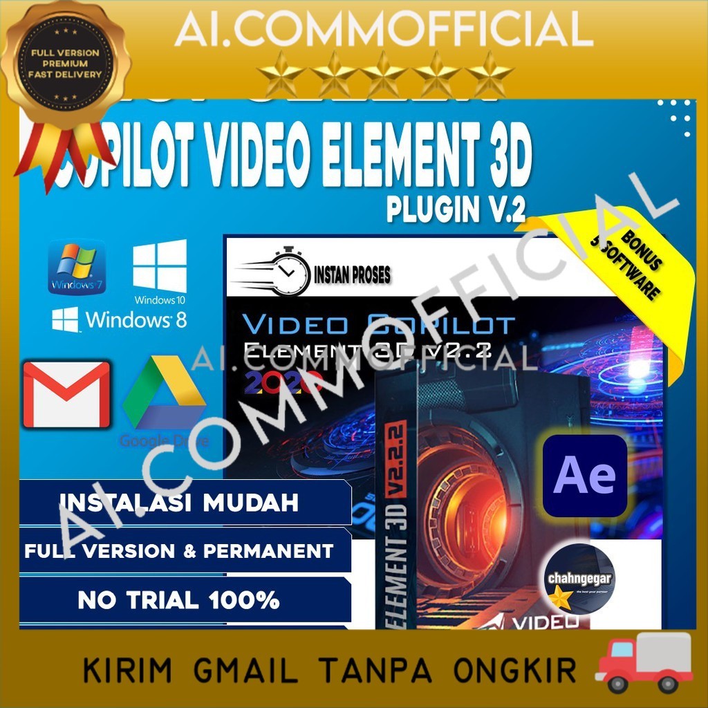 FULL Plugin Ae 2020 Video Copilot Element 3D Full Version for Windows & Mac iOS Plugin 3D Model PREM