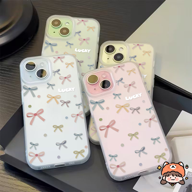 Casing Polka Dot Ikatan Simpul Warna-warni Modis Sederhana Kompatibel Untuk IPhone 7Plus 11 15 13 14