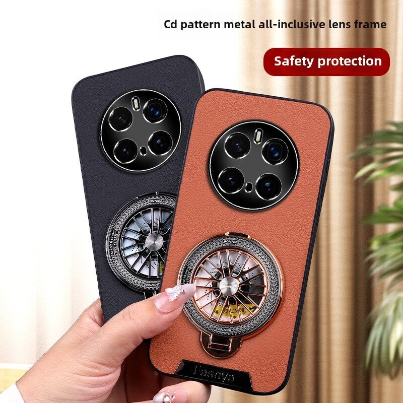 For Honor X60 X50 X9A X40 X30 i Plus Magic 7 6 5 4 Pro case Faux Leather Metal Gyroscope Bracket Hol