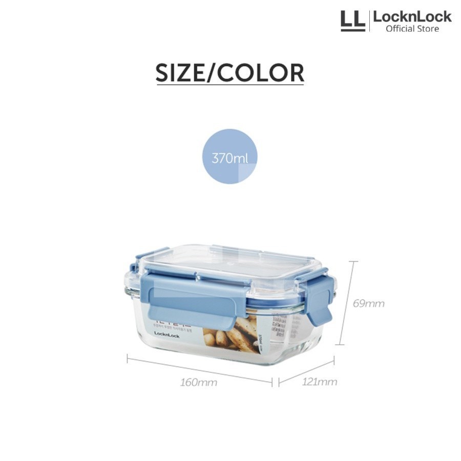 LocknLock Tritan Cap Rectangle Oven Glass Container Non Air and Water Spill - LLG491/LLG492/LLG493/L