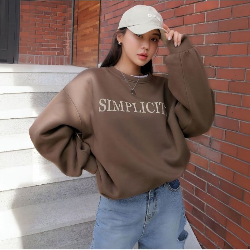Jaket Sweater Korean SIMPLICITE Big Size (S - 6XL) Crewneck Oversize Simple Simpel SIMPLICITY S M L 