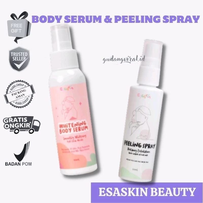 Esaskin Peeling Spray Dan Body Serum Pemutih Badan Viral Esaskin Beauty