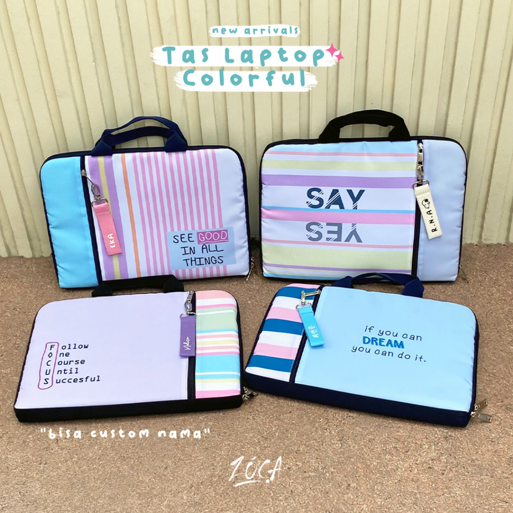 ZOCA TAS LAPTOP COLORFUL 14" / TAS LAPTOP JINJING (BISA CUSTOM NAMA)