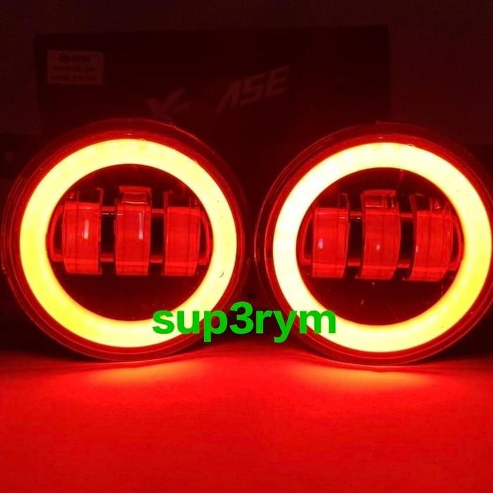 lampu foglamp led daymaker 3.5 inch 8d  led angel aye ring senja fog lamp hi lo jauh dekat - MERAH, 