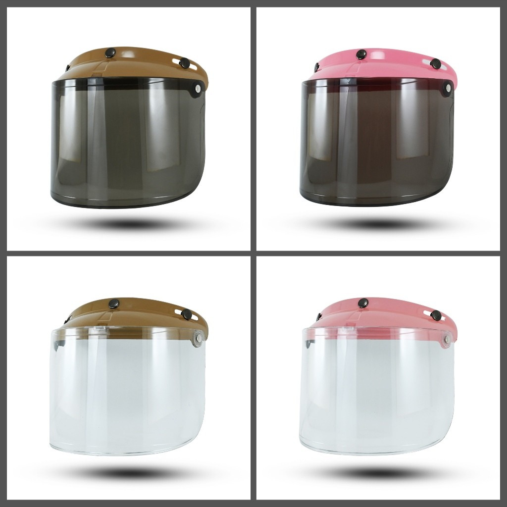 Kaca Helm Visor Bogo Retro Classic SNI Model Pet Warna Datar Smoke Bening