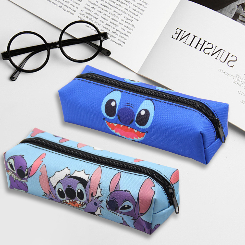 

MINISO Stitch Disney Anime Pencil Case Kawaii Lilo & Stitch Print Pen Bag Cartoon Students Storage Bag Stationery Toy Gift