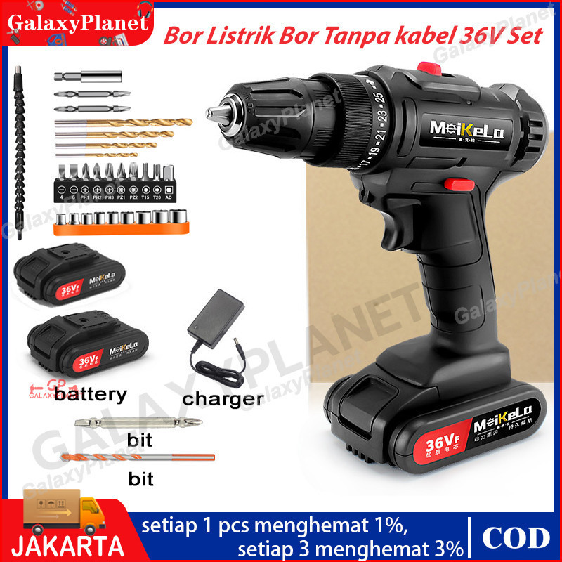 Bor Listrik Bor Tanpa kabel 36V Set /bor listrik bosch original set/Lengkap Mata Bor Cordless Drill 