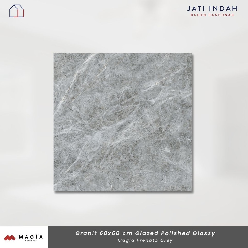 Granite Lantai 60x60 cm Magia Prenato Grey Glossy Glazed Polished / Granit 1 box (1.44 m2)