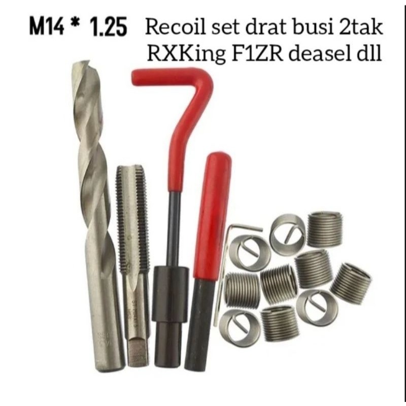 Recoil Helicoil verbos drat slek doll. recoil set m14x1.25 set bor tap bor recoil Busi motor 2tak