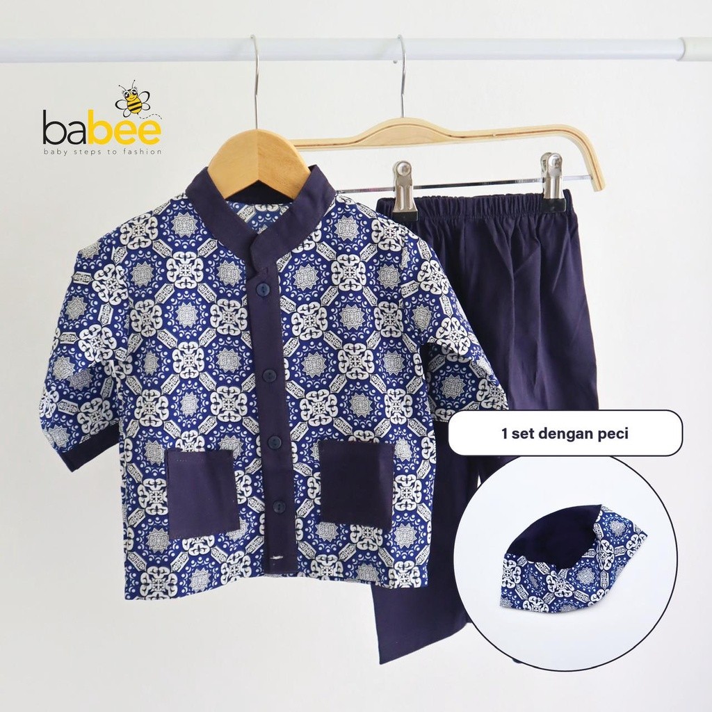 FAGRES_SHOP Batik Setelan Baju Setelan Kemeja Celana Topi Pergi Jalan Fashion Anak Bayi Cowok Laki T