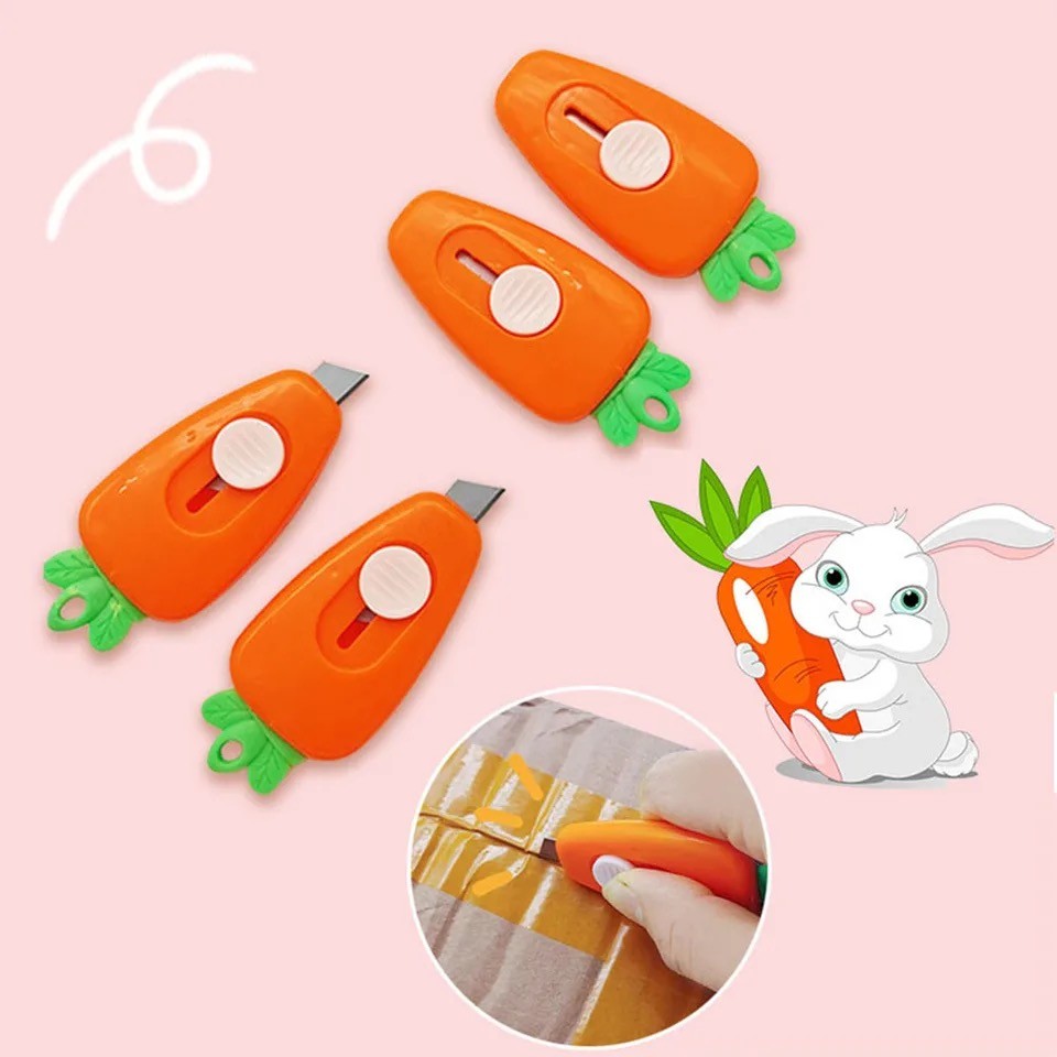 

1Pc Kawaii Mini Carrot Art Utility Knife Pocket Express Box Knife Paper Cutter Craft Wrapping Refillable Blade School Stationery