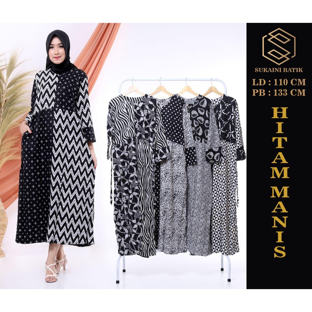NANTARSHOP SUKAINI BATIK PRINT HITAM MANIS MODEL ZIG ZAG