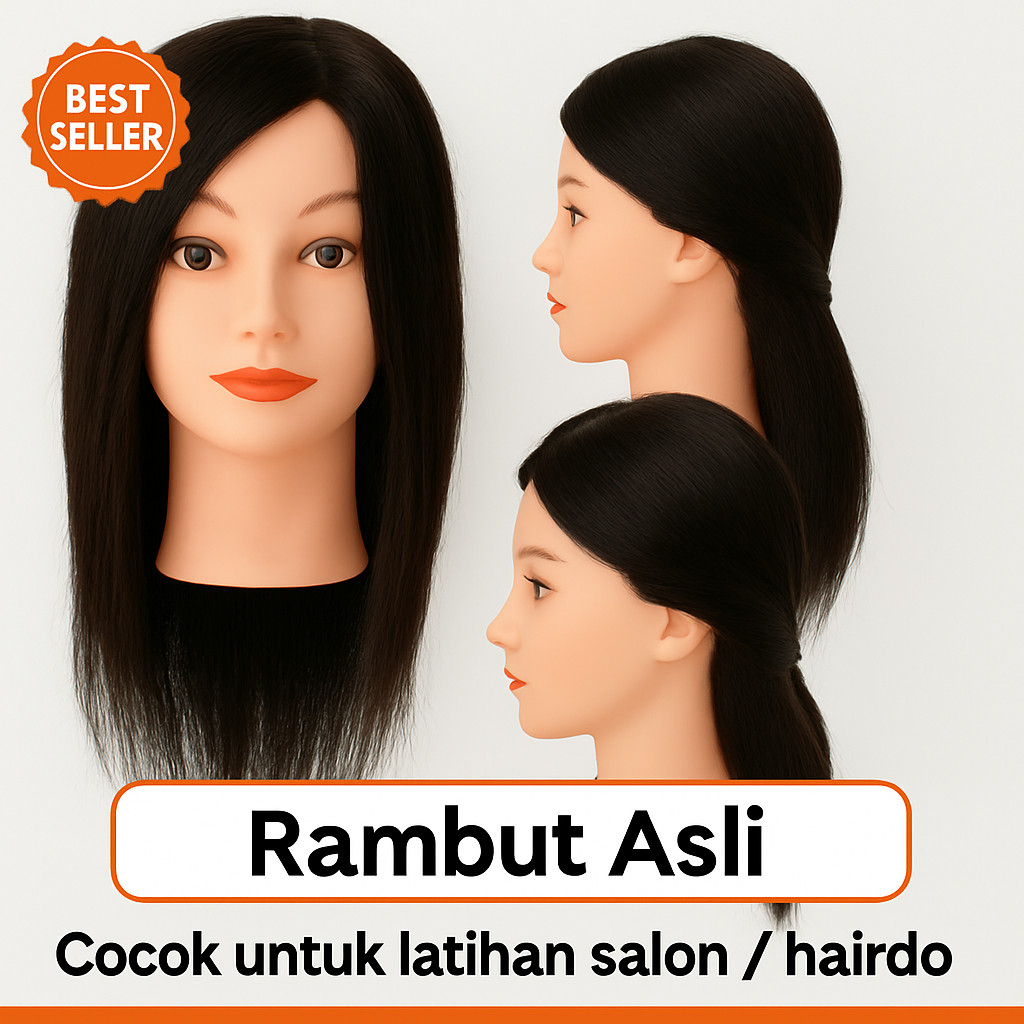 MANEKIN RAMBUT/ PATUNG RAMBUT/ PATUNG KEPALA / HAIR MANEKIN RAMBUT ASLI 100%