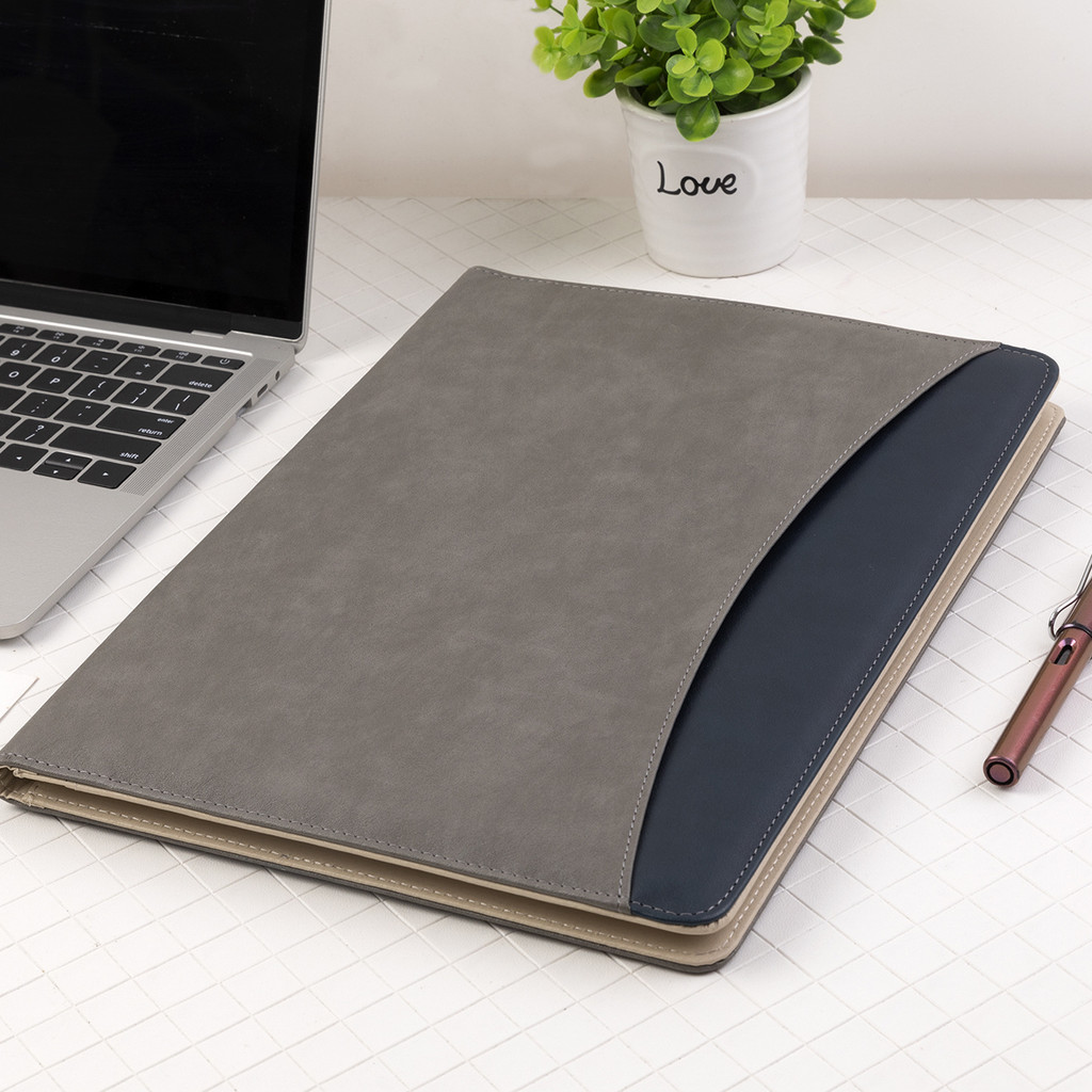 

A4 Business PU Leather Padfolio Portfolio Folder for Paper Press Document Clipboard Splices Folder Meeting Writing Pad Office