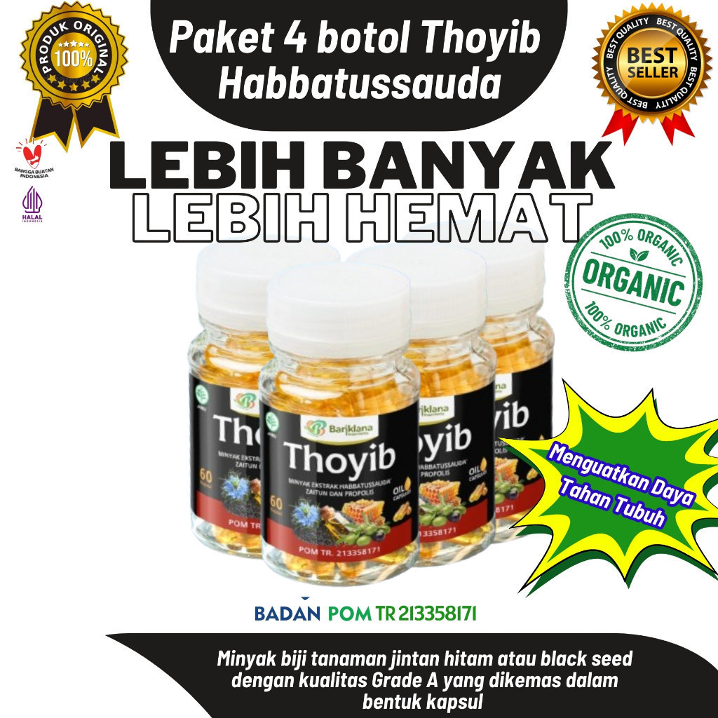

[Paket 4 botol] Thoyib Habbatussauda Kapsul Jinten Hitam Bariklana