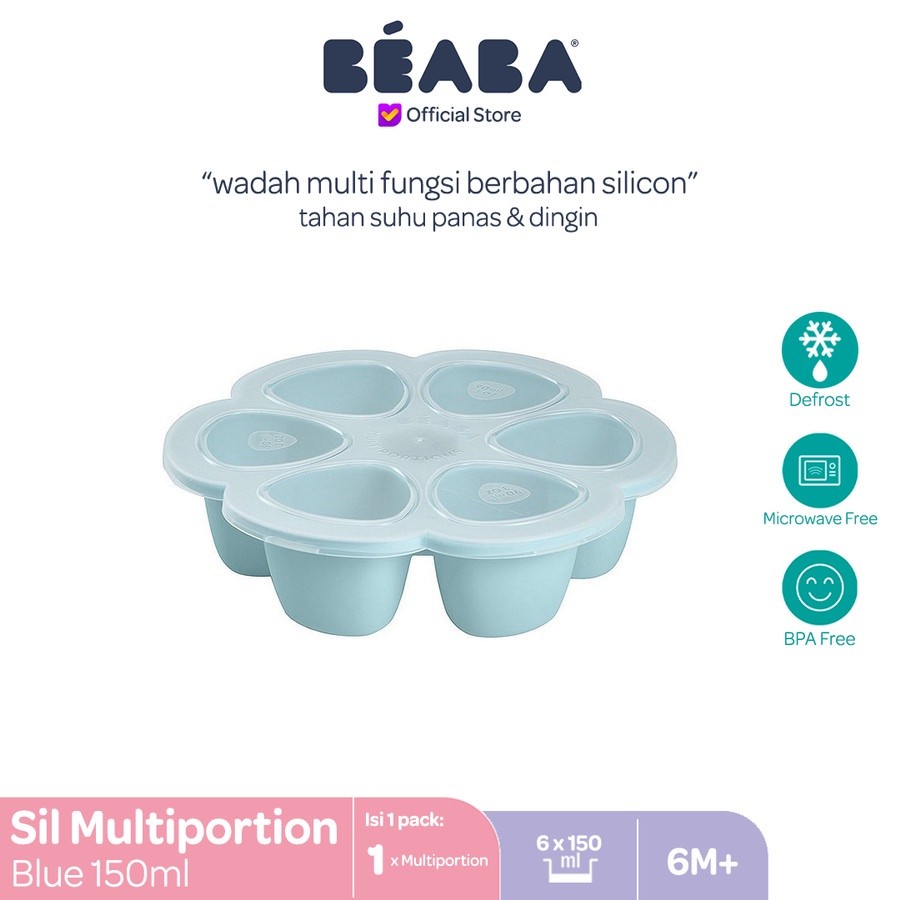 Beaba Silicone Multiportion 150 Blue - Wadah Makanan Terpisah