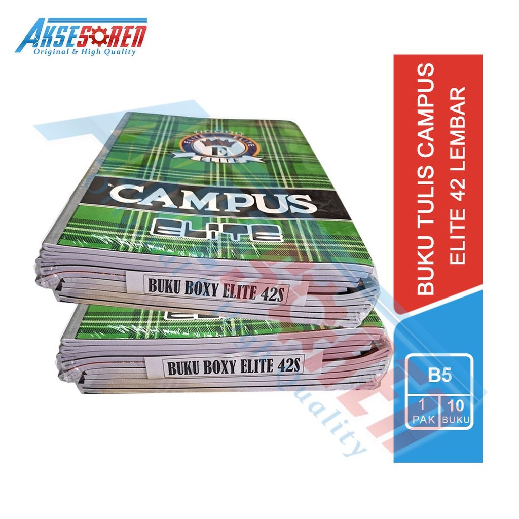 

Aksesoren Buku Tulis Campus Elite 42 Lembar [1 Pack] / Buku Panjang Isi 10 Pcs Boxy B5 Catatan Tugas / Alat Tulis Sekolah