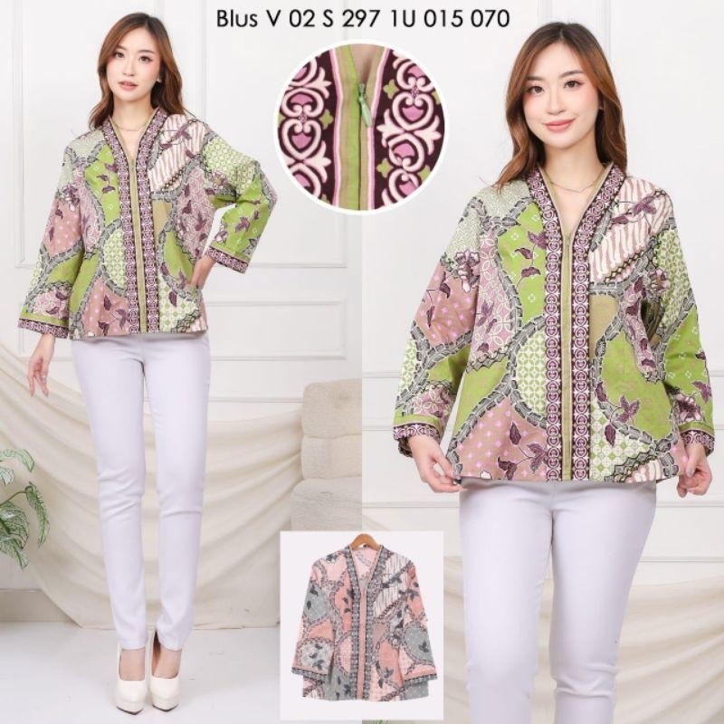 atasan batik Wanita katun Stretch- blouse batik katun Stretch-blus batik katun Stretch bls v