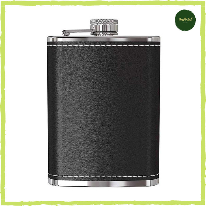 Botol Hip Flask Wine Whisky Bottle Stainless Steel 8 Oz - Hitam