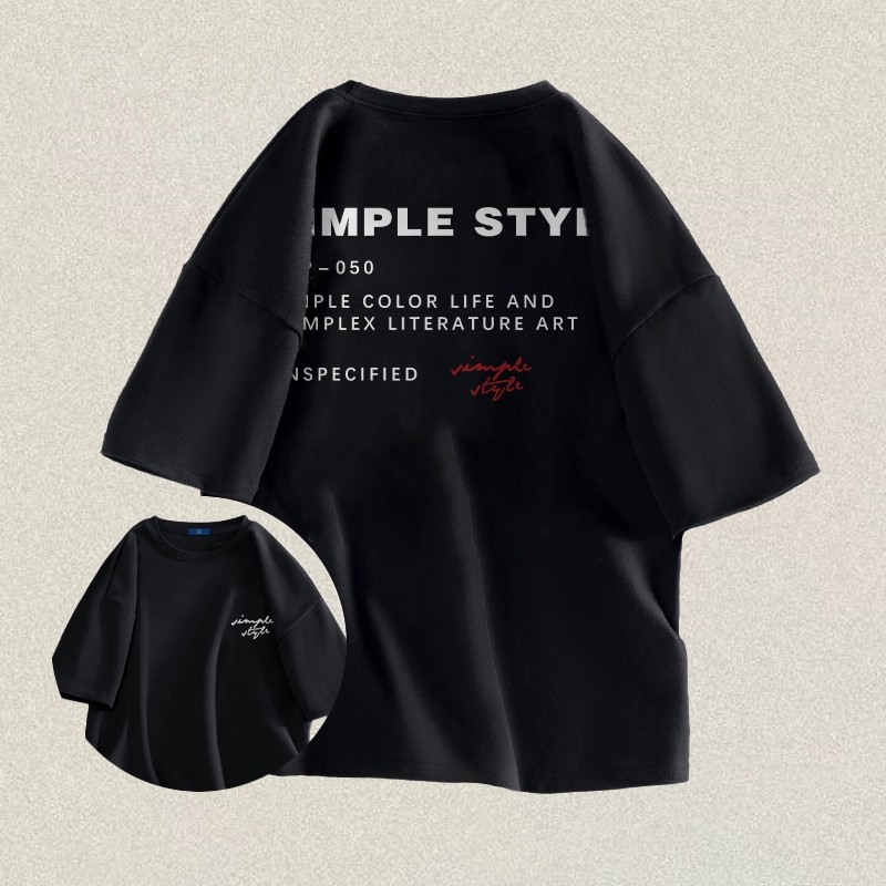 RumahKain Kaos T-shirt Pria Oversize | “SIMPLE STYLE” Kaos Bergambar Huruf Putih | Kaos Pria Distro 