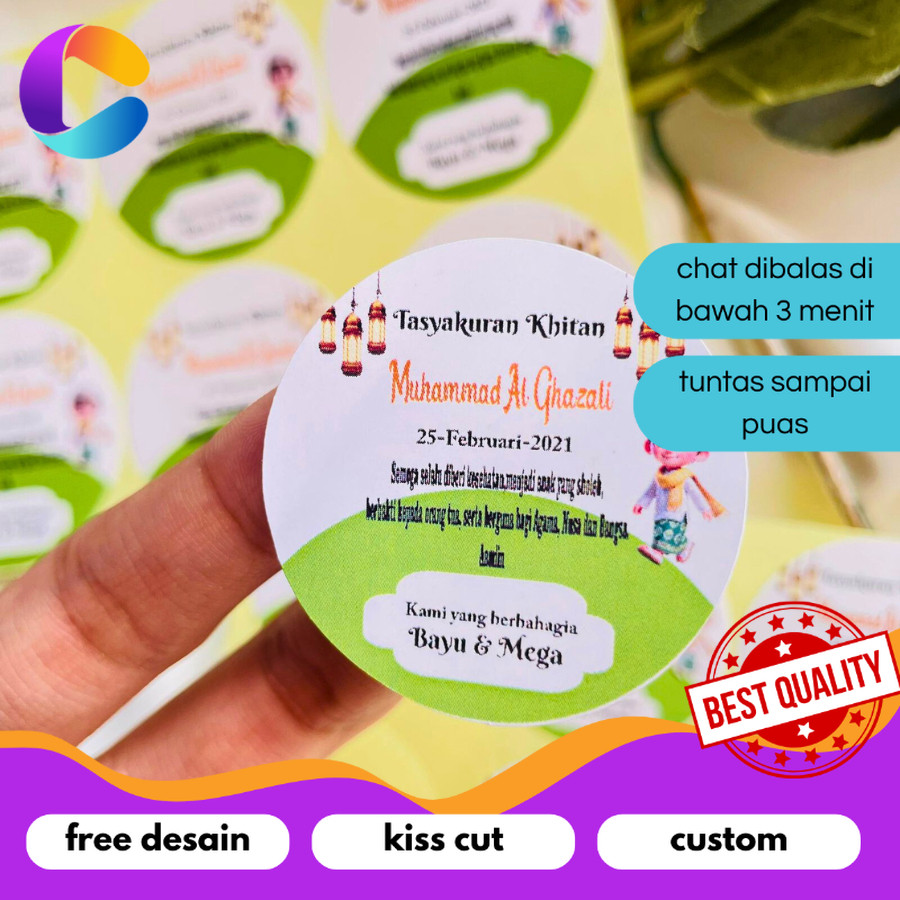 

Cetak INC 2-6 STIKER LABEL CHROMO TASYAKURAN KHITAN SYUKURAN WALIMATUL KHITAN