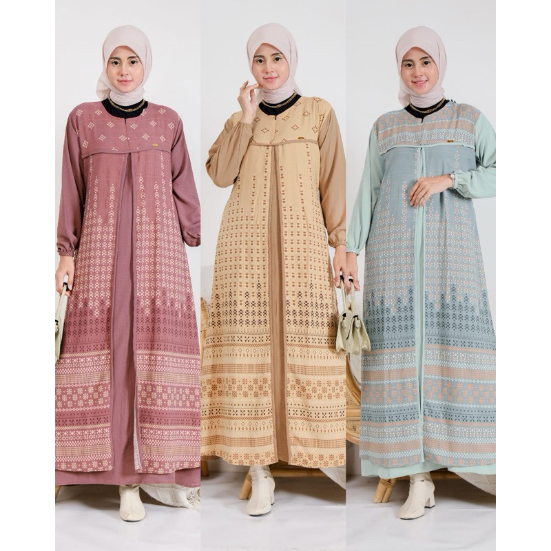 Terbaru TERBARU GAMIS DRESS CRINKLE AMANDA KOMBINASI ROMPI ETNIK SUPER MEWAH PREMIUM IMPORT JUMBO LD
