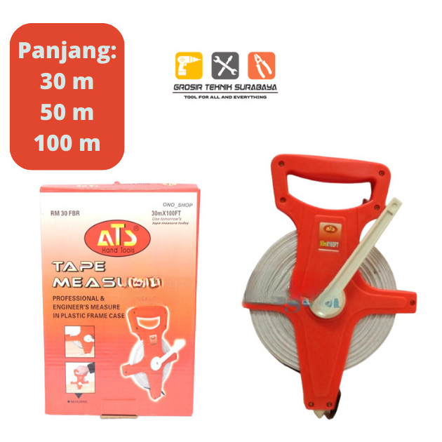 ATS Meter Tancap Roll Meteran Fiber 30m 50m Fiber Karet PVC - Grosir Teknik Surabaya