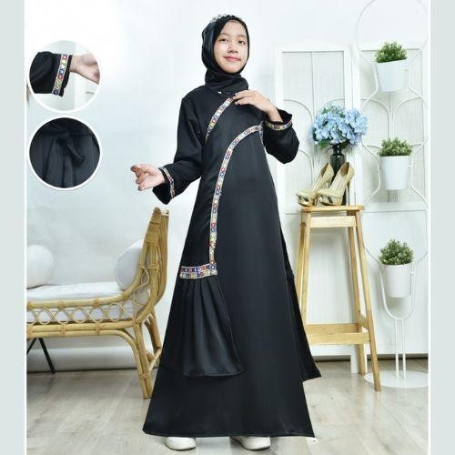 Gamis Anggi Mewah umur 3 - 13 Tahun Set Kerudung -COD / Baju Anak Perempuan Muslim umur 3 - 13 Tahun