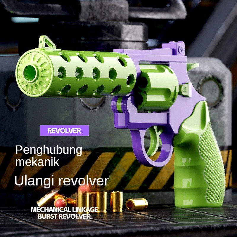 Pistol Mainan Revolver Lobak/Bisa Eject Peluru/Tembak Bulat Lembut Aman