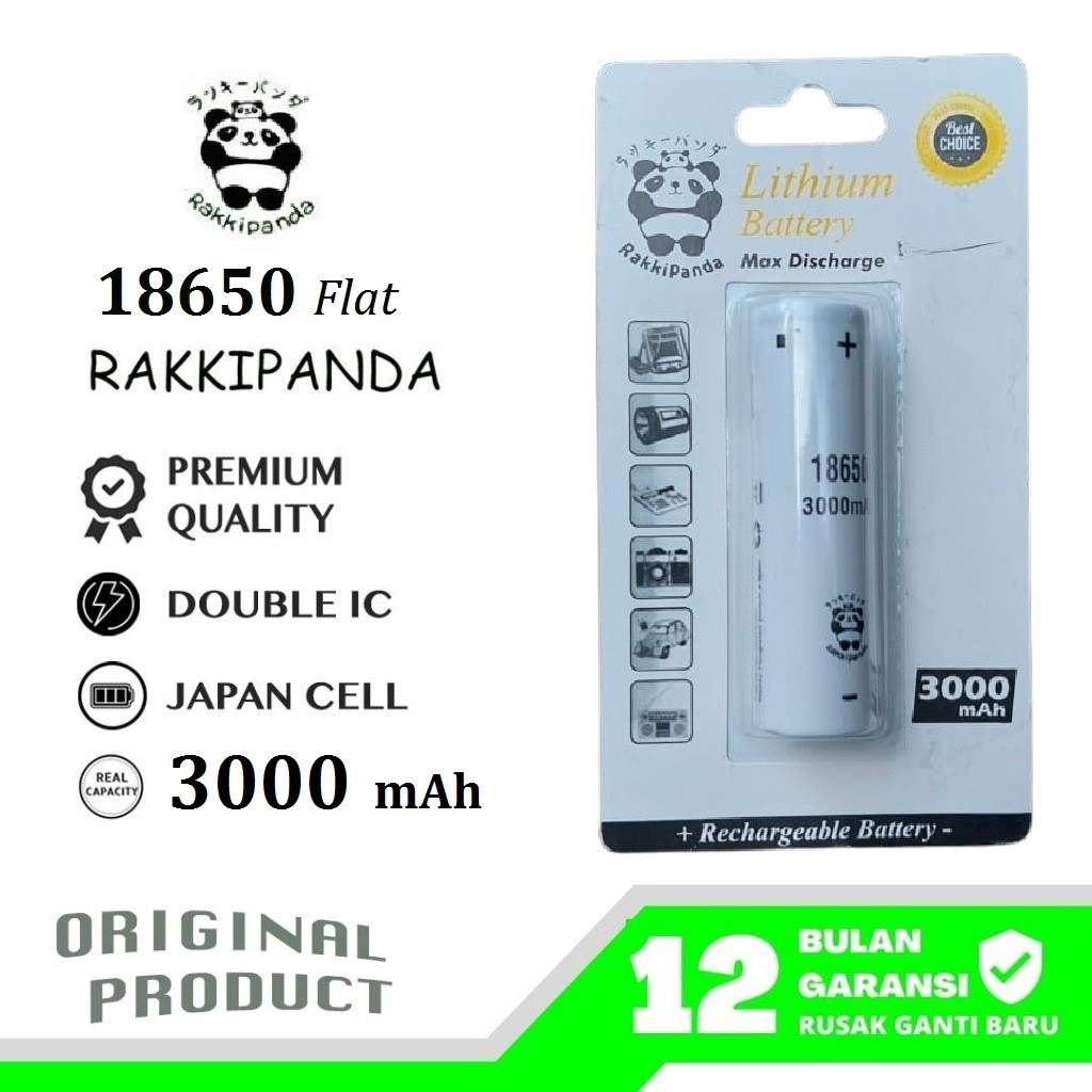 Baterai Senter Police Swat RakkiPanda Rechargeable 18650 3,7v - 4,2v 3000 mAh