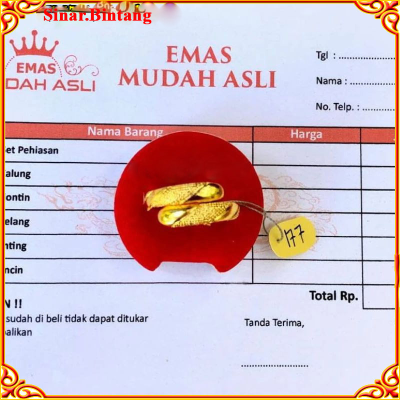 Promo.....Cincin Emas Murni Asli Emas Mudah Free Surat