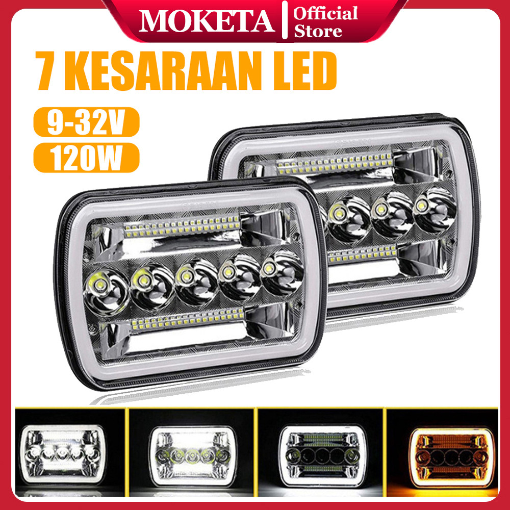 120W Headlamp Lampu Led Kotak 7inch Jeep Katana Feroza L300-Headlamp Kotak DC9-36V IP67 SUPER TERANG