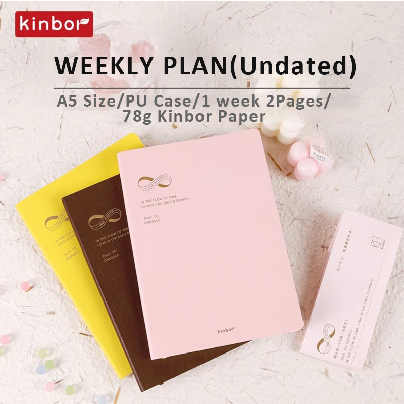 

Kinbor A5 Undated Notebook Self Discipline Eight Point Grid 78g Paper Daily Plan Efficiency Handbook Time Management PU Todolist