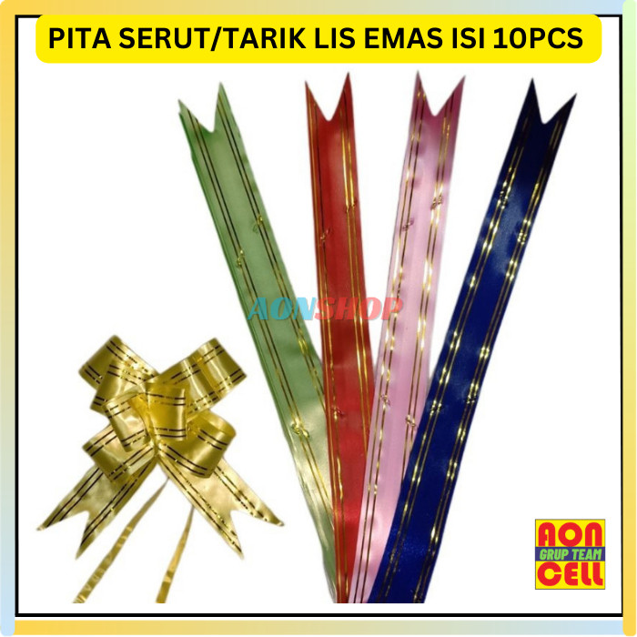 

[AS] pita serut tarik isi 10 pcs 12mm 18mm 30mm 50mm souvenir kado parcel