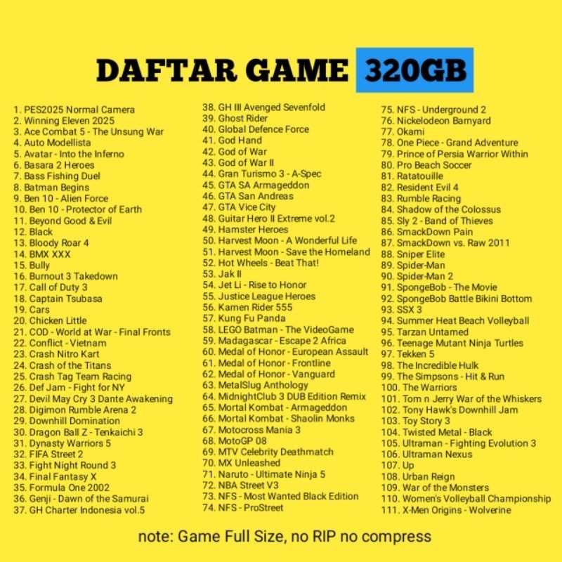 Hardisk Eksternal PS2 Full Bisa Request