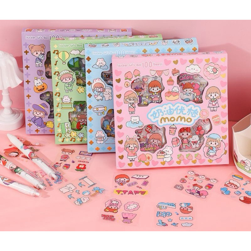 

ACQ - Sticker Waterproof Sticker Momo Dapat Box Isi 100 Lembar