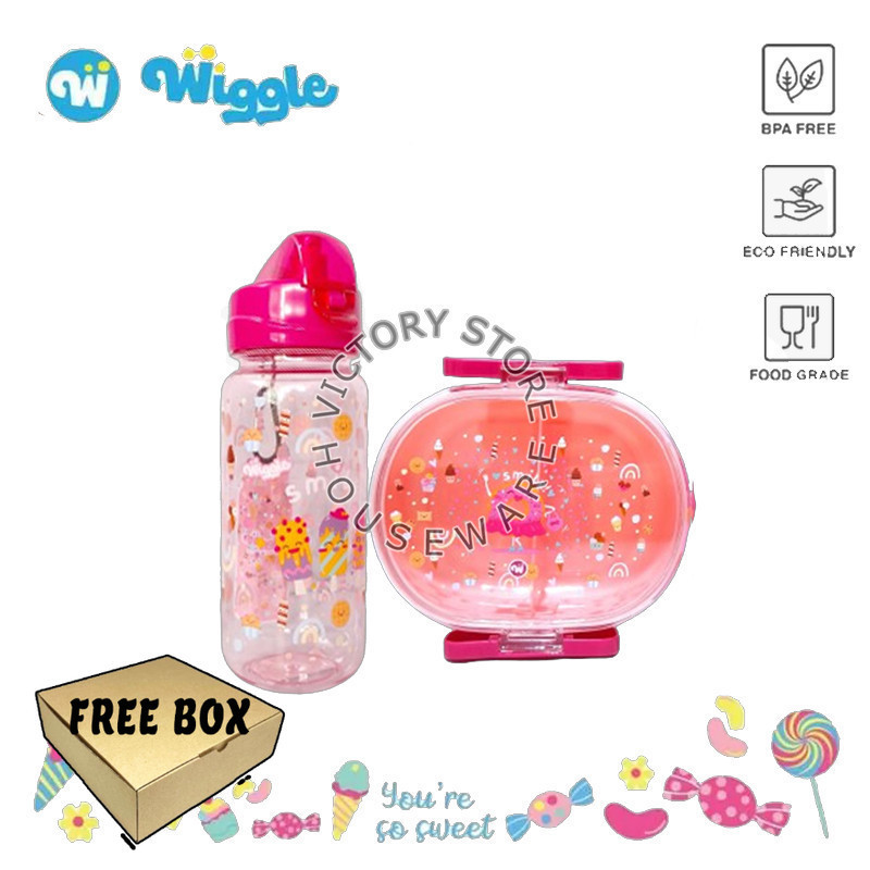 WIGGLE Lunch Box Set School Wiggle Kotak Bekal 600ml & Botol Air 670ml
