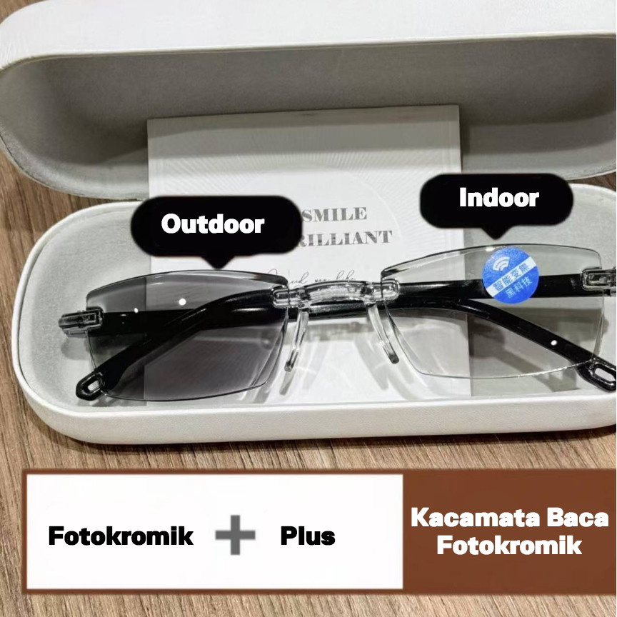 Kacamata Baca Fotokromik Lensa Plus Anti Radiasi +1.00 s/d + 4.00 Kacamata Pria Wanita Reading Glass