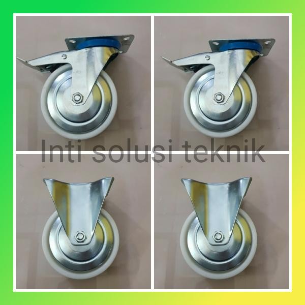 roda troli 6 inch nilon 1set ( 2rem 2mati ) roda trolley / etalase