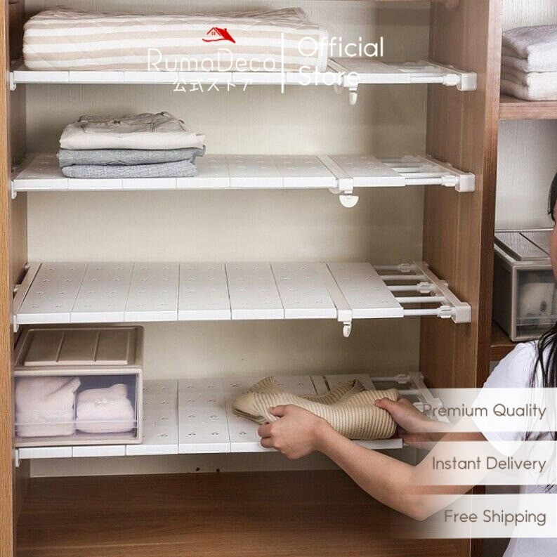 RUMADECO SEKAT LEMARI BAJU FLEKSIBEL SEKAT PEMBATAS BAJU RAK MULTIFUNGSI