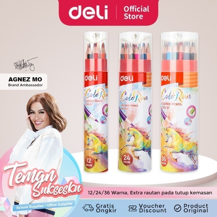 

DELI004 Deli EC00307 Pensil Warna 12 Warna dengan Bonus Rautan Pensil Diatas Y1668