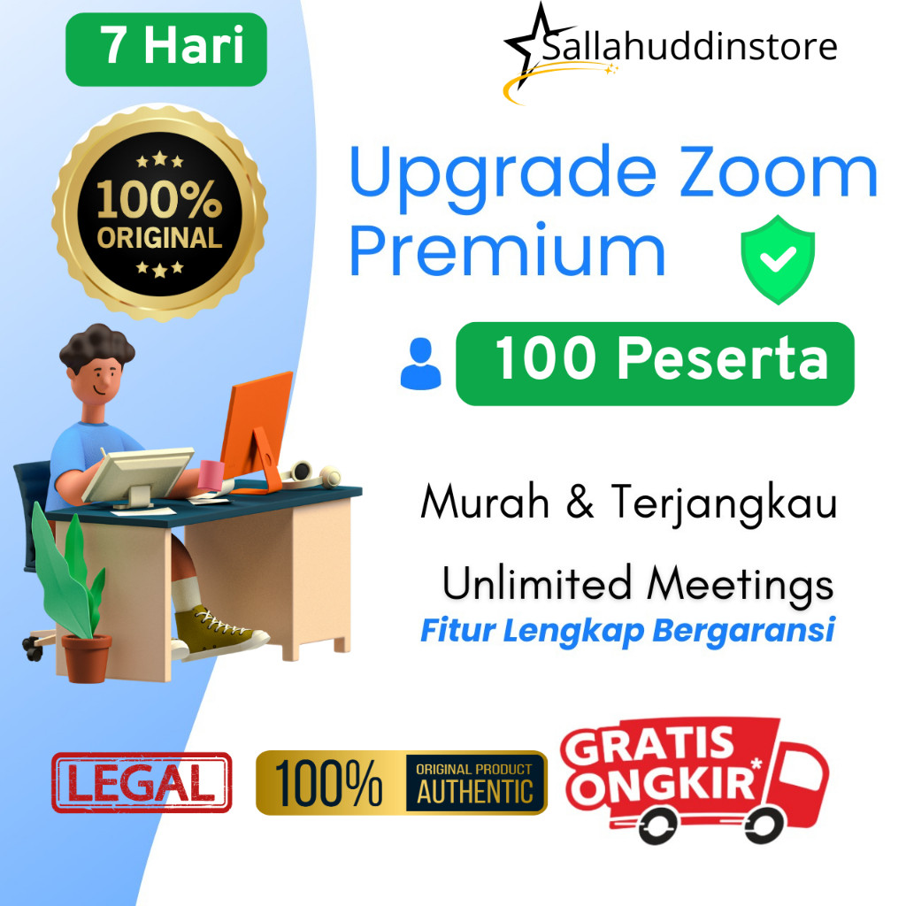 Rapat Online Zoom 100 Peserta 7 Hari Fitur Premium Aktif Bergaransi
