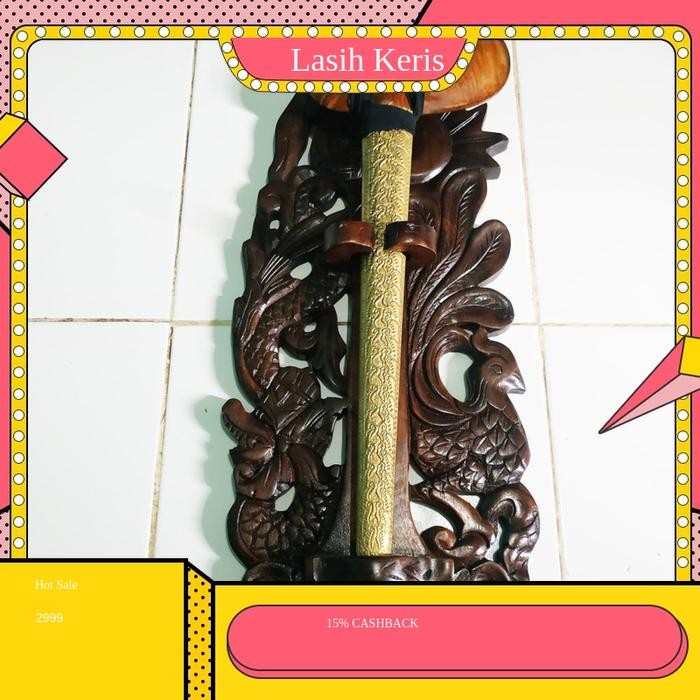 Hiasan dinding Blawong Tempat Pajangan Keris Isi 1 Kayu Ukir Ukiran Naga Merak KRS16