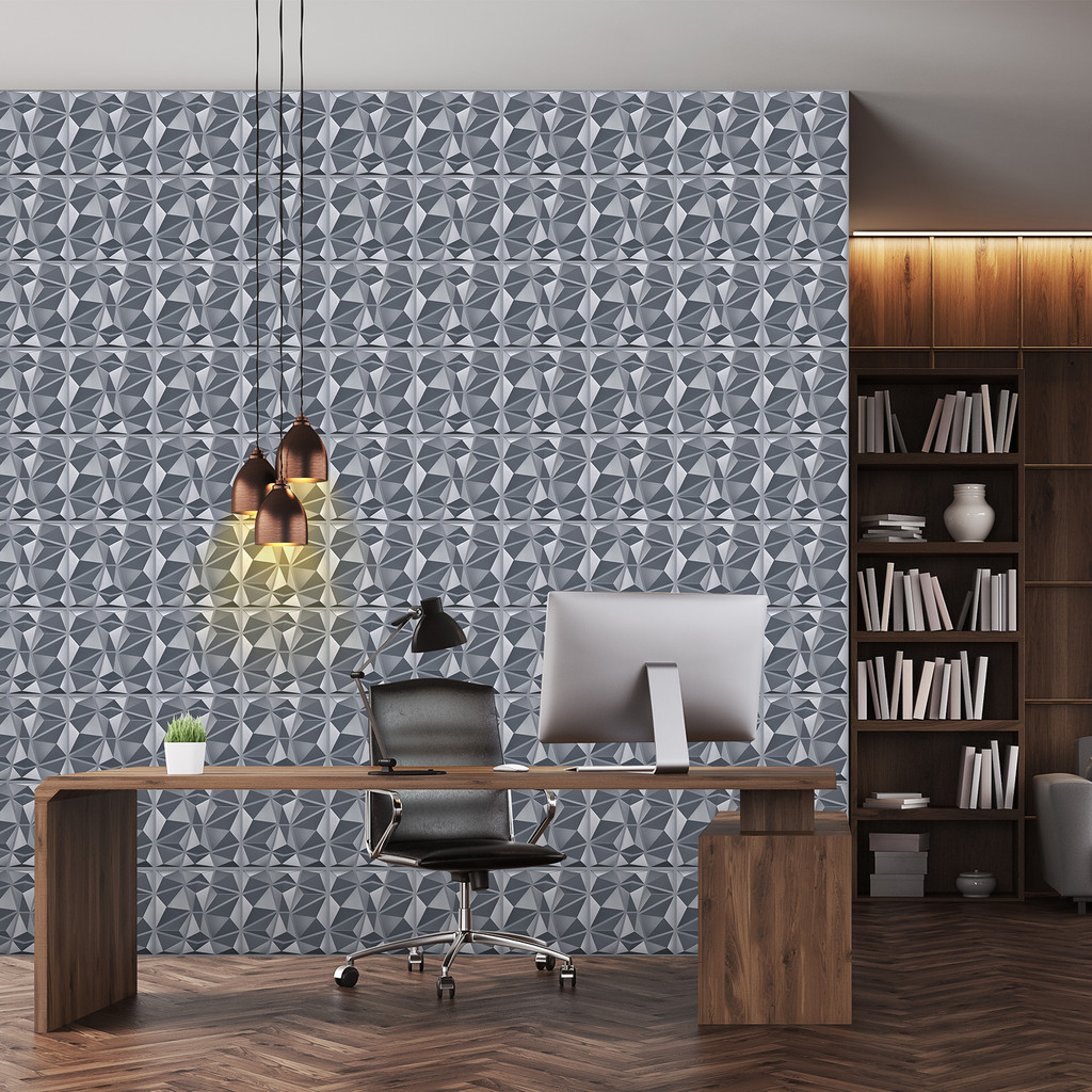 

30cm 3D Wall Panels, Modern Interior Accent Wall Panel Geometric Textured Wall Tiles for for Living Room Hotel Office Wall（Gray）