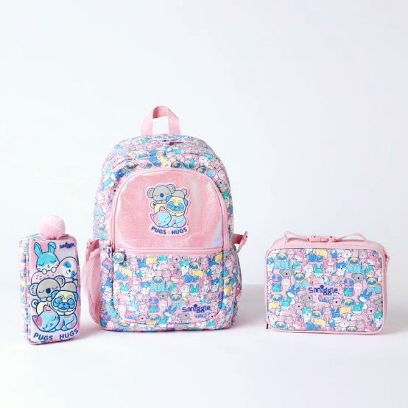 VEROSAE_SHOP Smiggle Better Together Pug Hugs Backpack Pencil case  lunchbag