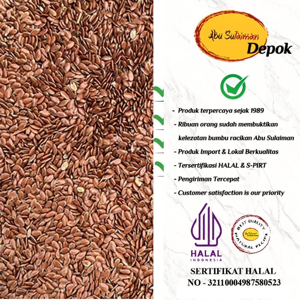 

BROWN FLAXSEEDS 500 GR / BIJI RAMI 500 GR / FALX SEEDS BROWN 500 GR / PREMIUM FLAX SEEDS 500 GR Abu Sulaiman Store Depok